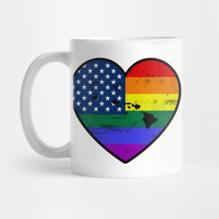 Hawaii United States Gay Pride Flag Heart Mug